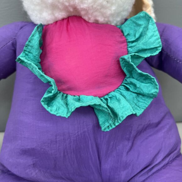 Rabbit Puffy Style Plush Nylon Parachute Purple Pink Bunny Slippers Vintage - Picture 4 of 12